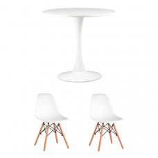 Обеденная группа Стол Tulip, 2 стула Eames DSW белый