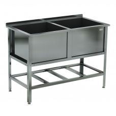 Ванна моечная двухсекционная сварная с бортом КОБОР ВМСБ/2-134/70/430