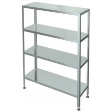 Стеллаж с 4-я сплошными полками С-4-0,5/1,2/1,6 (нержавейка) Стеллаж с 4-я сплошными полками С-4-0,5/1,2/1,6 (нержавейка)